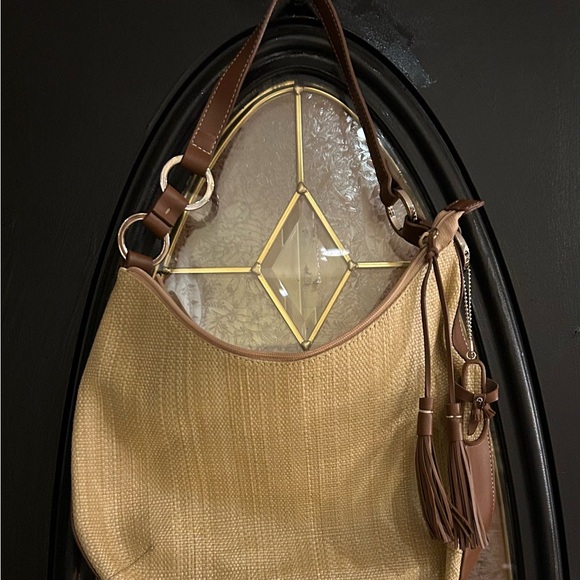 Etienne Aigner leather and straw purse - Picture 3 of 6